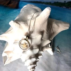 Sterling silver starfish and sand necklace